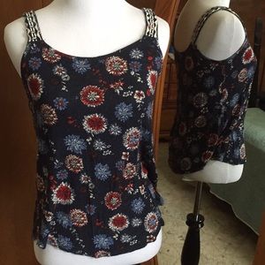 Red white and blue floral top